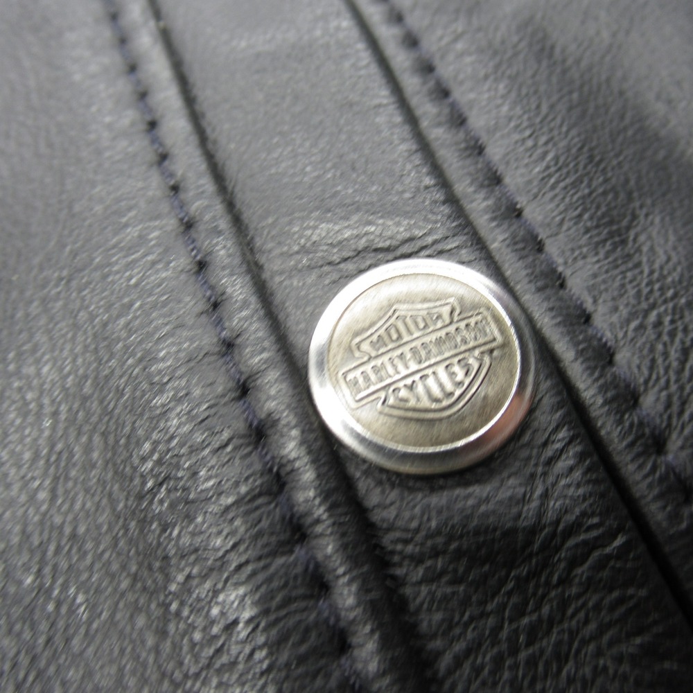 Harley Davidson Vest Mens XL Long Black Leather Motorcycle Heavyweight USA VTG‎ - Picture 6 of 12